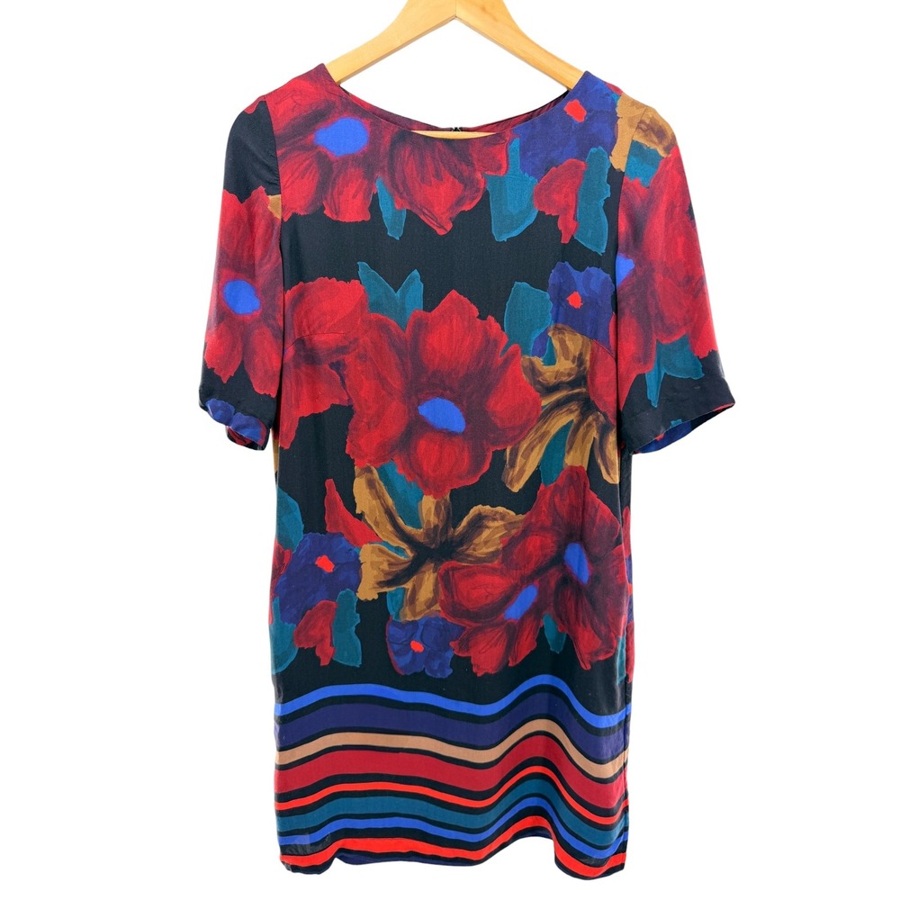 Toast Women Multi Floral Silk Blend Shift Dress Sz 8 NEW Art to‎ Wear Mod Retro
